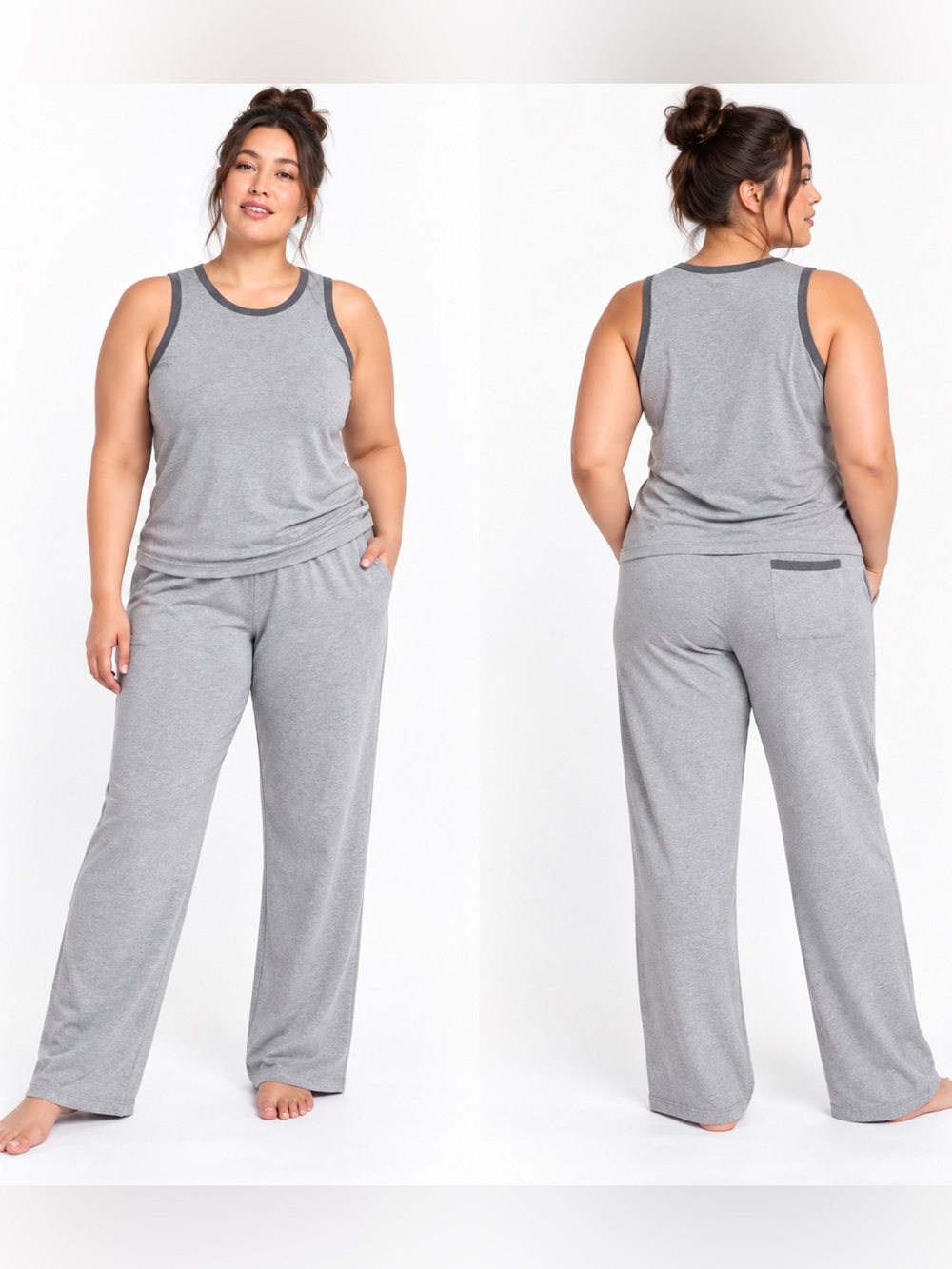 NWT Women’s 3X Pewter Heather Gray State of Day Top & Bottoms Pajama Set